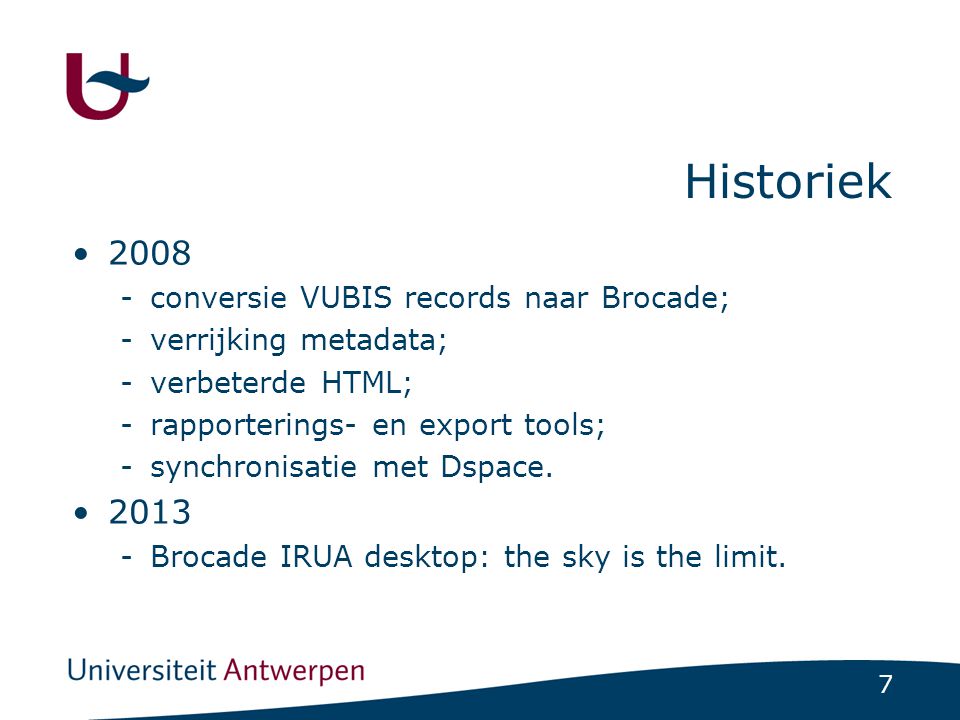 Historiek conversie VUBIS records naar Brocade;