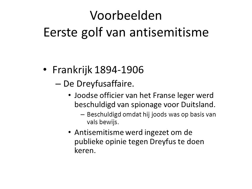 Voorbeelden Eerste golf van antisemitisme