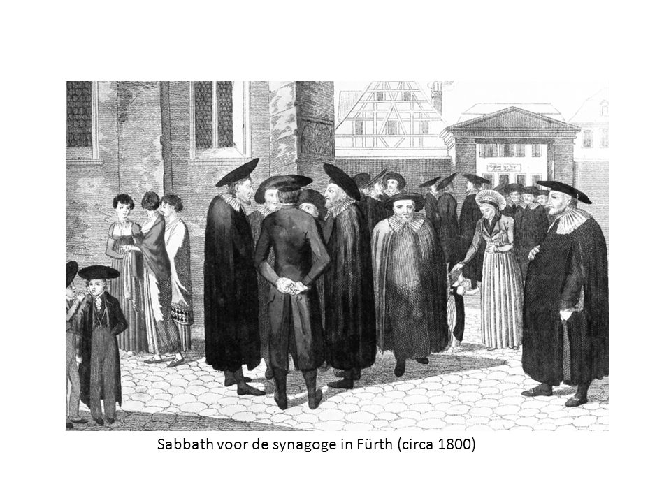 Sabbath voor de synagoge in Fürth (circa 1800)