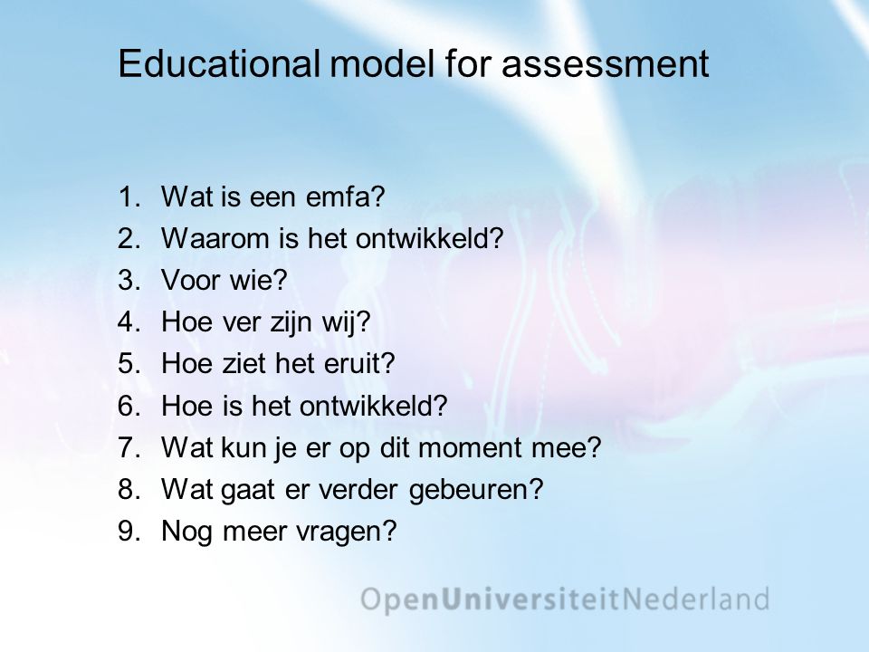 Educational model for assessment