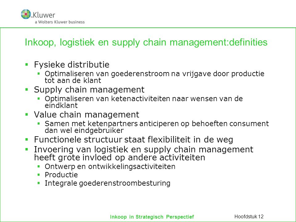 Inkoop, logistiek en supply chain management:definities