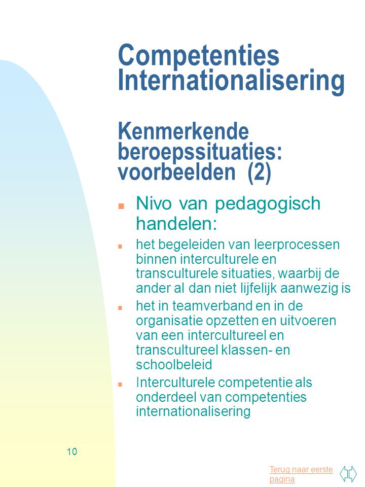 Competenties Internationalisering Kenmerkende beroepssituaties: voorbeelden (2)