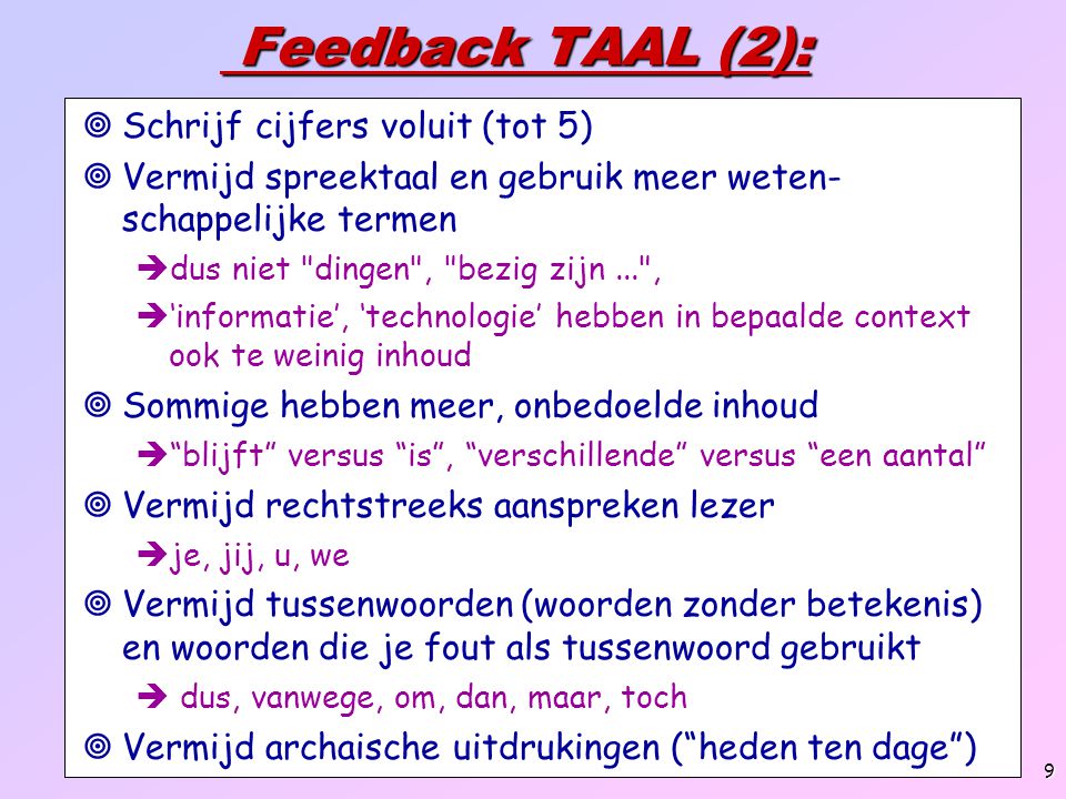 Feedback TAAL (2): Schrijf cijfers voluit (tot 5)‏