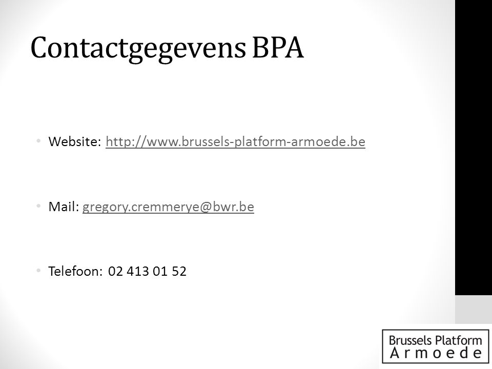 Contactgegevens BPA Website: