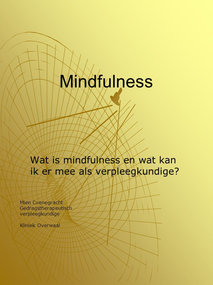 Mindfulness Wat is mindfulness en wat kan
