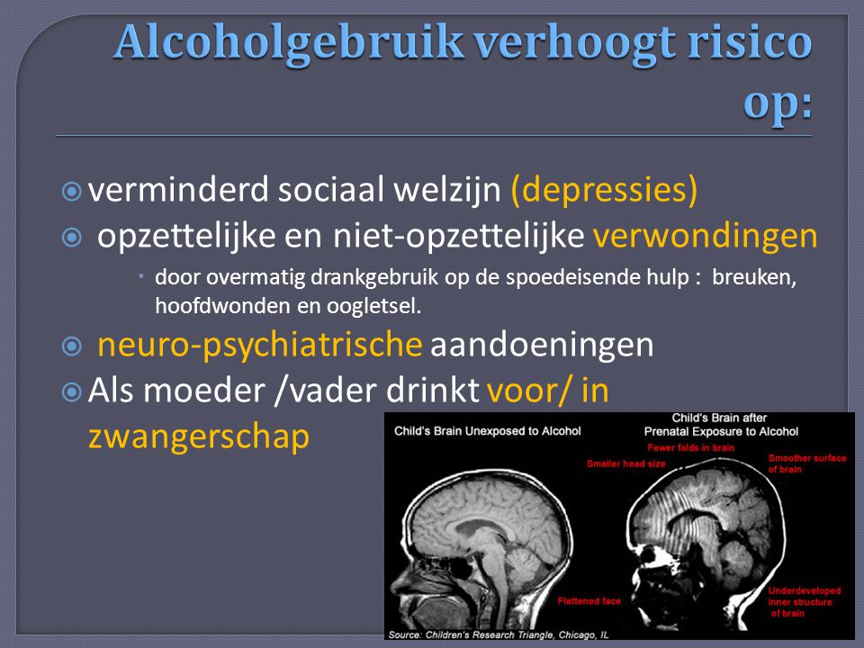 Alcoholgebruik verhoogt risico op: