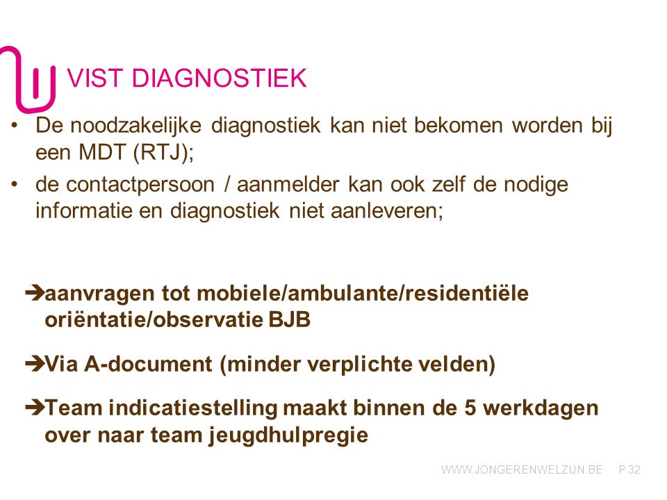 VIST DIAGNOSTIEK De noodzakelijke diagnostiek kan niet bekomen worden bij een MDT (RTJ);
