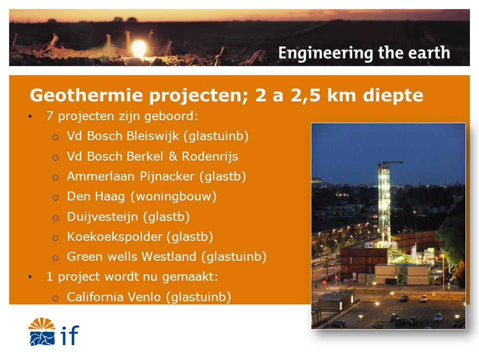 Geothermie projecten; 2 a 2,5 km diepte