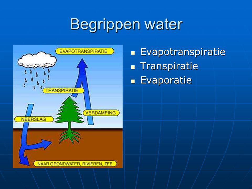 Begrippen water Evapotranspiratie Transpiratie Evaporatie