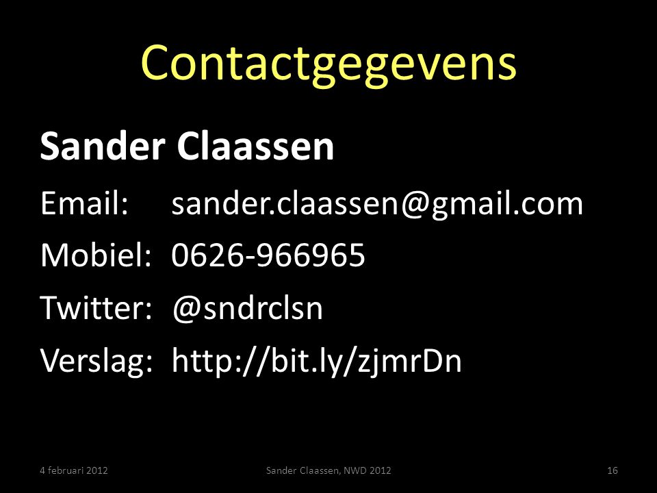 Contactgegevens Sander Claassen