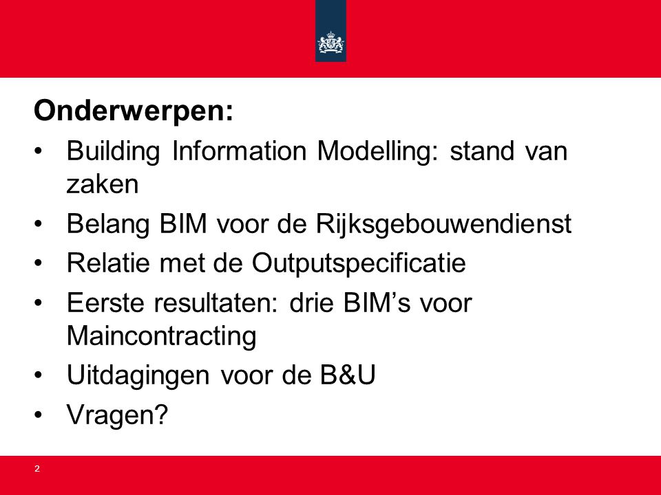Onderwerpen: Building Information Modelling: stand van zaken