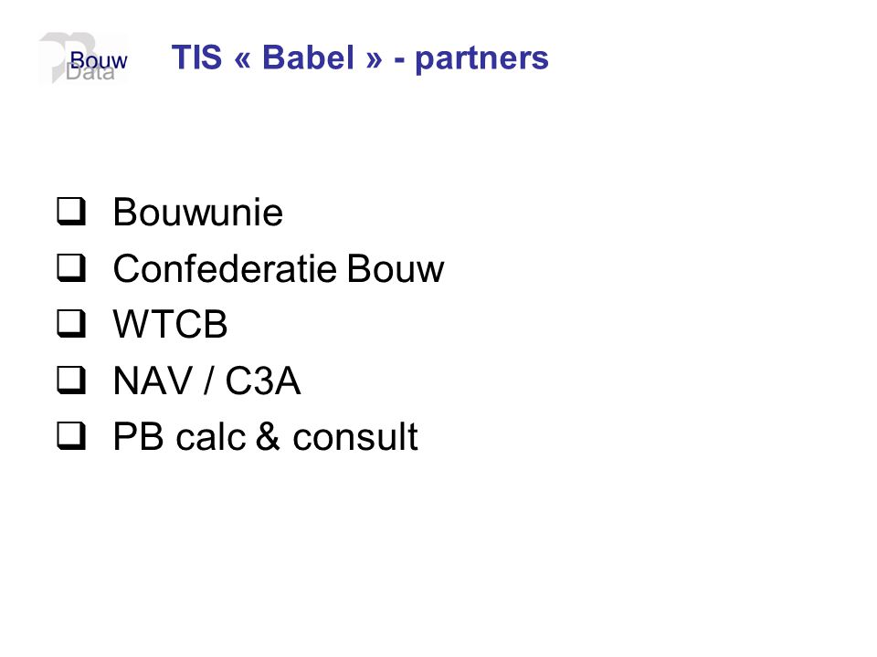 Bouwunie Confederatie Bouw WTCB NAV / C3A PB calc & consult