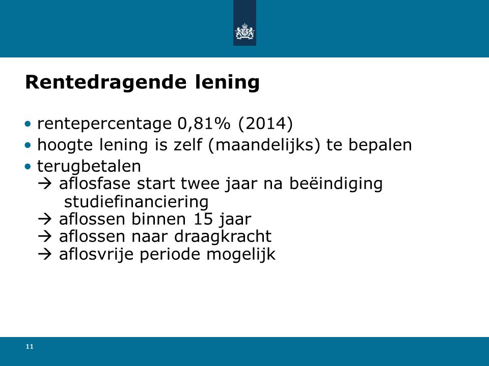 Rentedragende lening rentepercentage 0,81% (2014)