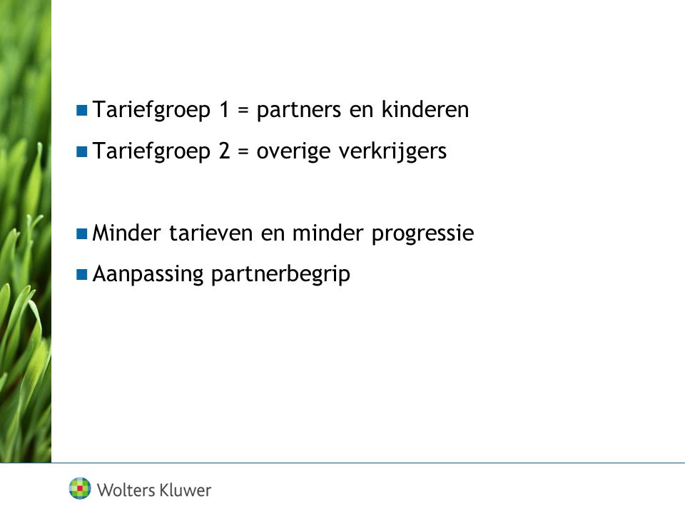 Tariefgroep 1 = partners en kinderen