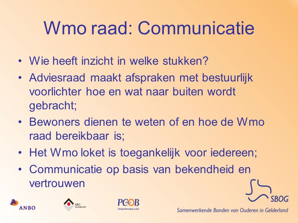 Wmo raad: Communicatie