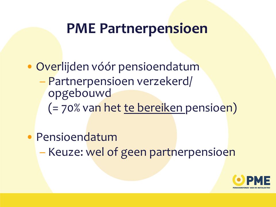 PME Partnerpensioen Overlijden vóór pensioendatum