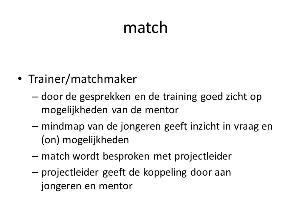 match Trainer/matchmaker