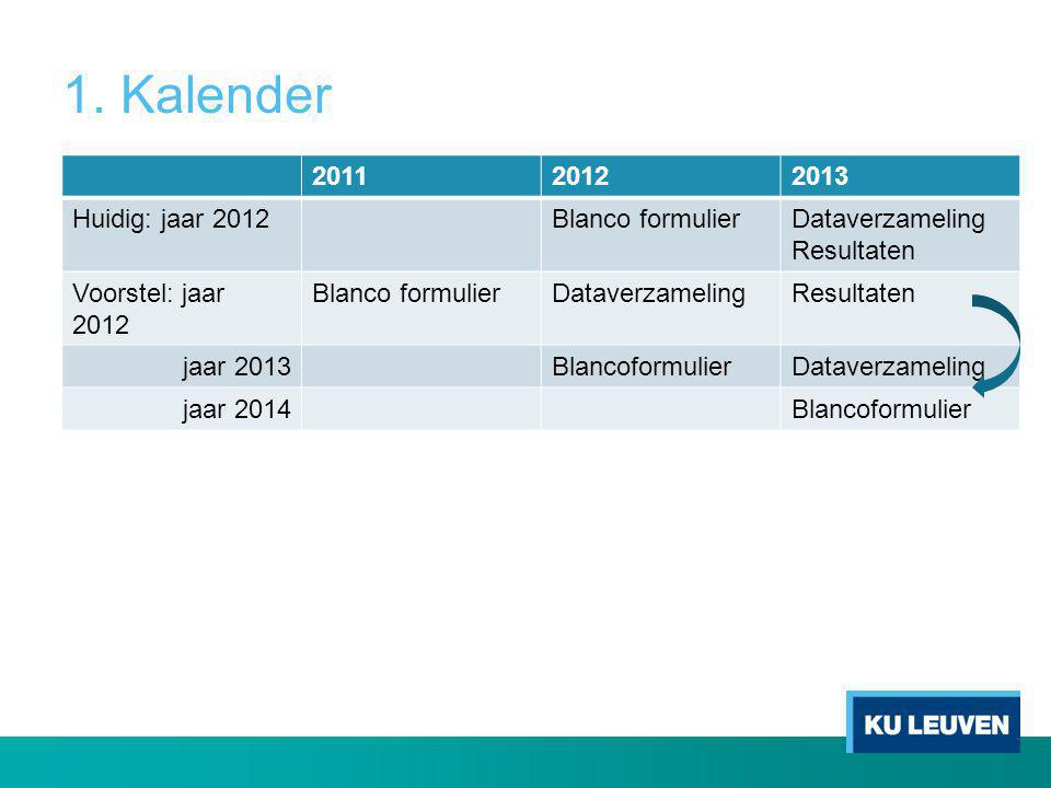 1. Kalender Huidig: jaar 2012 Blanco formulier
