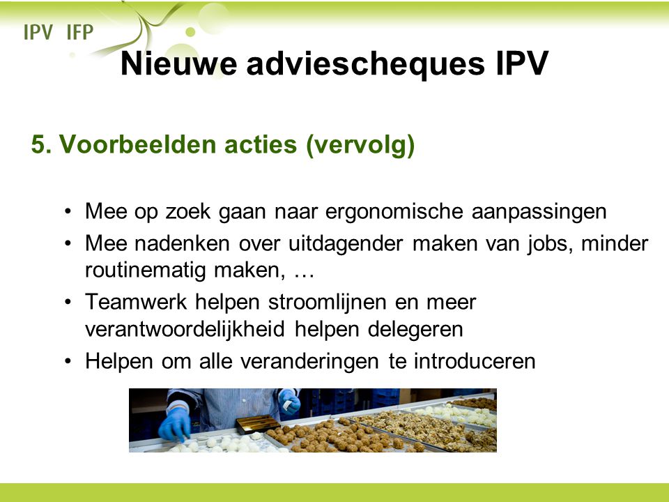 Nieuwe adviescheques IPV