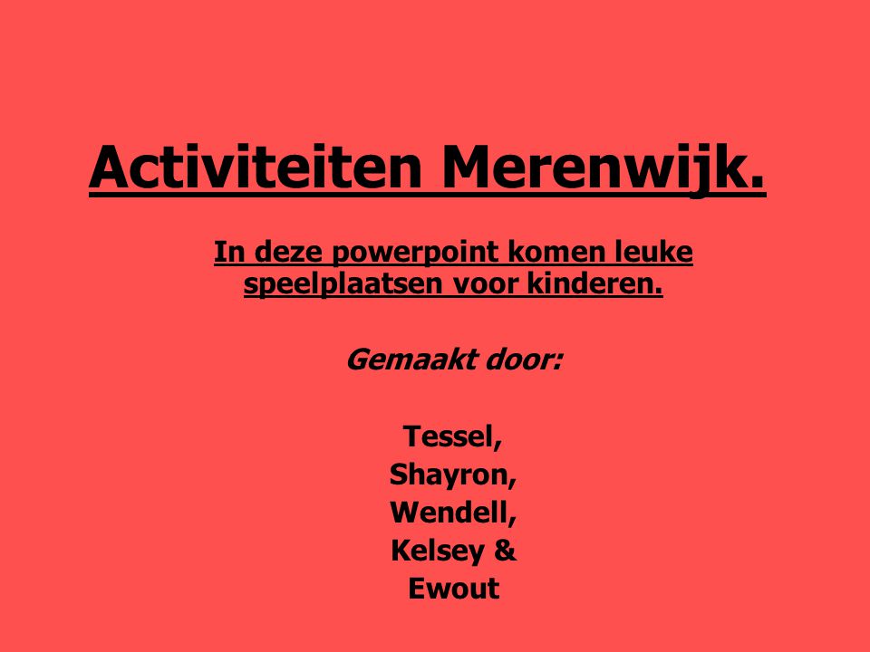 Activiteiten Merenwijk.
