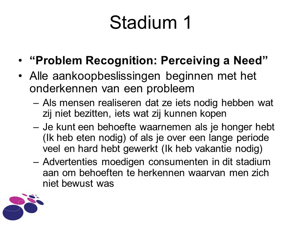Stadium 1 Problem Recognition: Perceiving a Need