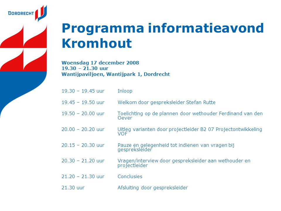 Programma informatieavond Kromhout