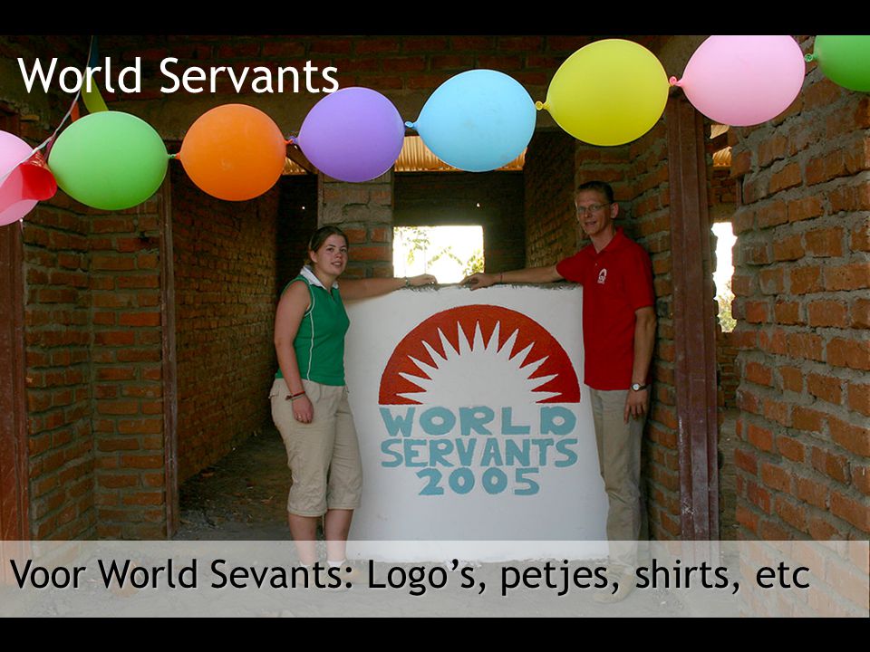 Voor World Sevants: Logo’s, petjes, shirts, etc