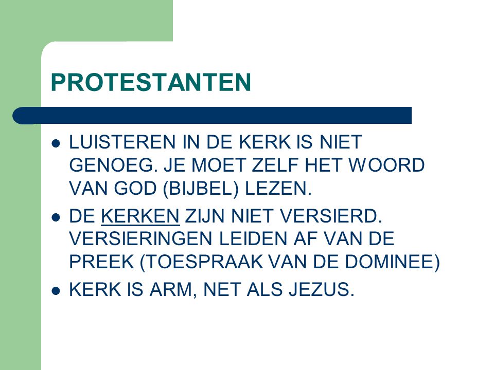 PROTESTANTEN LUISTEREN IN DE KERK IS NIET GENOEG. JE MOET ZELF HET WOORD VAN GOD (BIJBEL) LEZEN.
