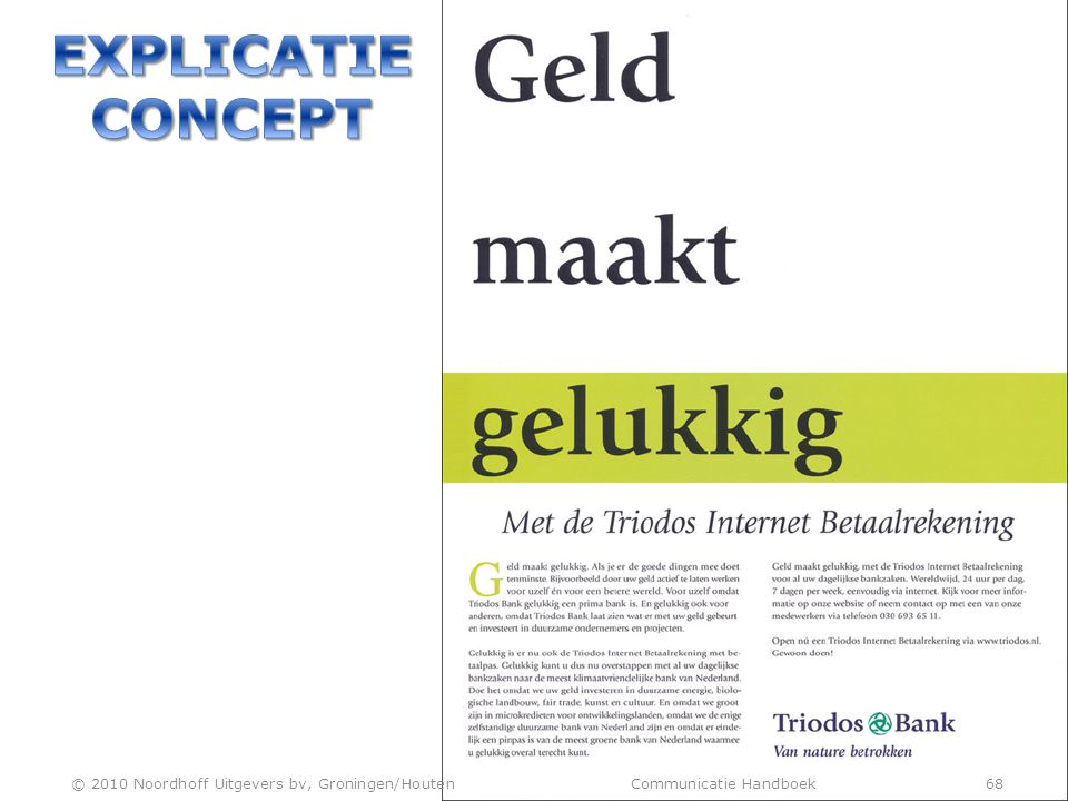 EXPLICATIE CONCEPT © 2010 Noordhoff Uitgevers bv, Groningen/Houten Communicatie Handboek 68
