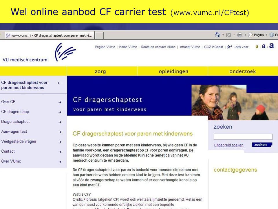 Wel online aanbod CF carrier test (