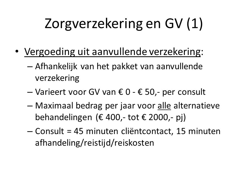Zorgverzekering en GV (1)