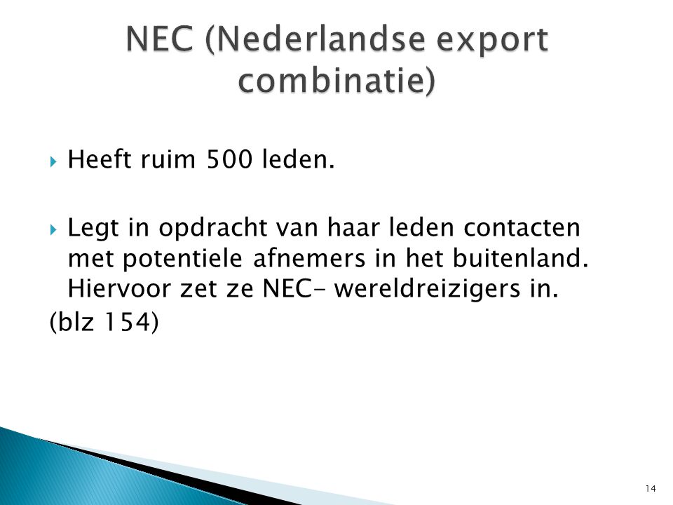 NEC (Nederlandse export combinatie)