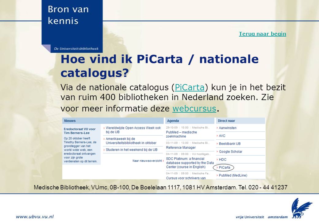 Hoe vind ik PiCarta / nationale catalogus