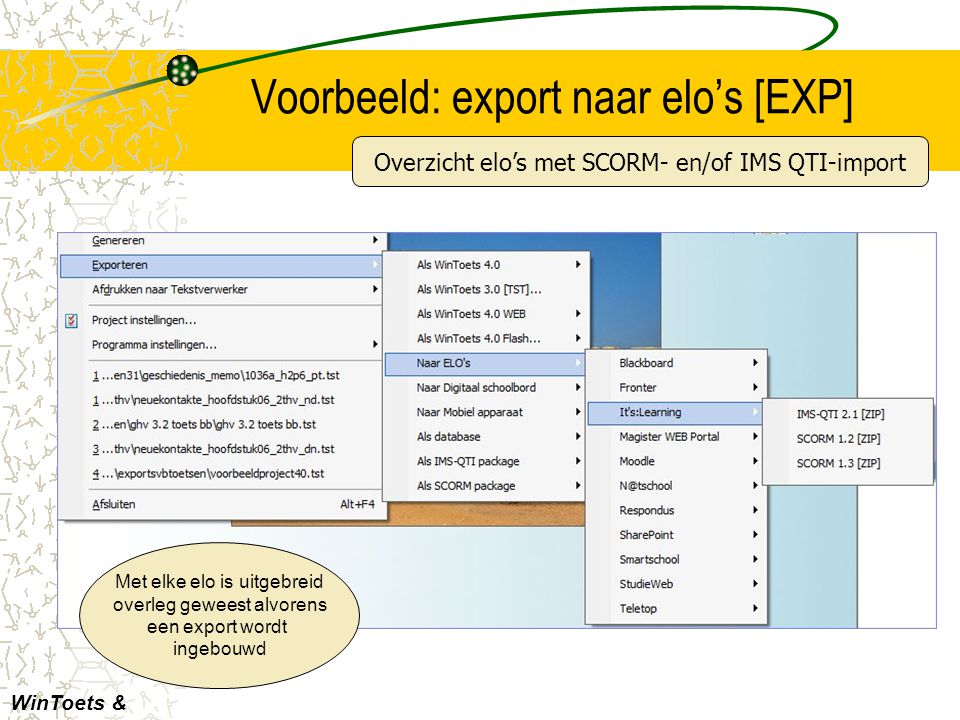 Voorbeeld: export naar elo’s [EXP]