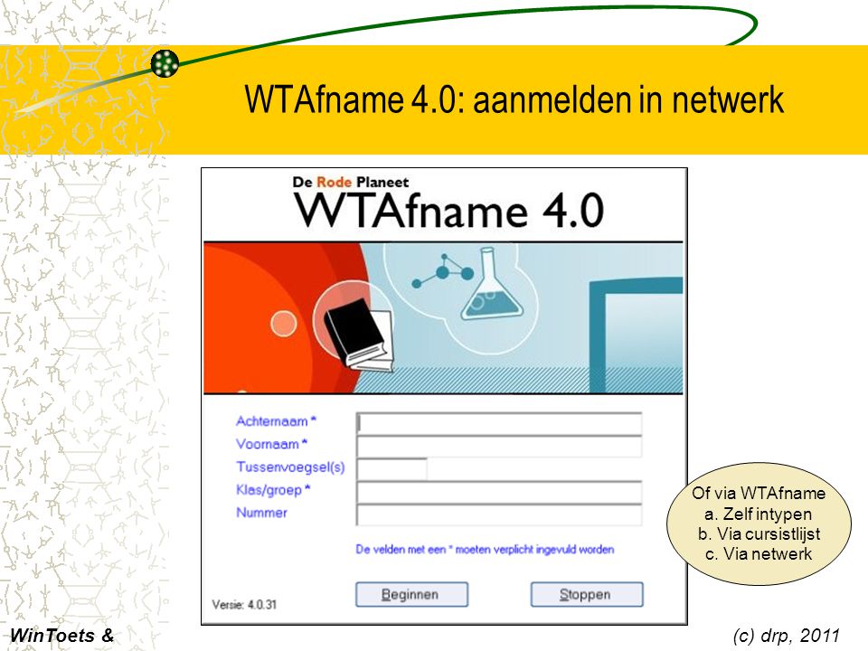 WTAfname 4.0: aanmelden in netwerk