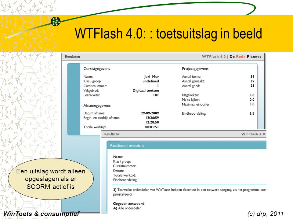 WTFlash 4.0: : toetsuitslag in beeld