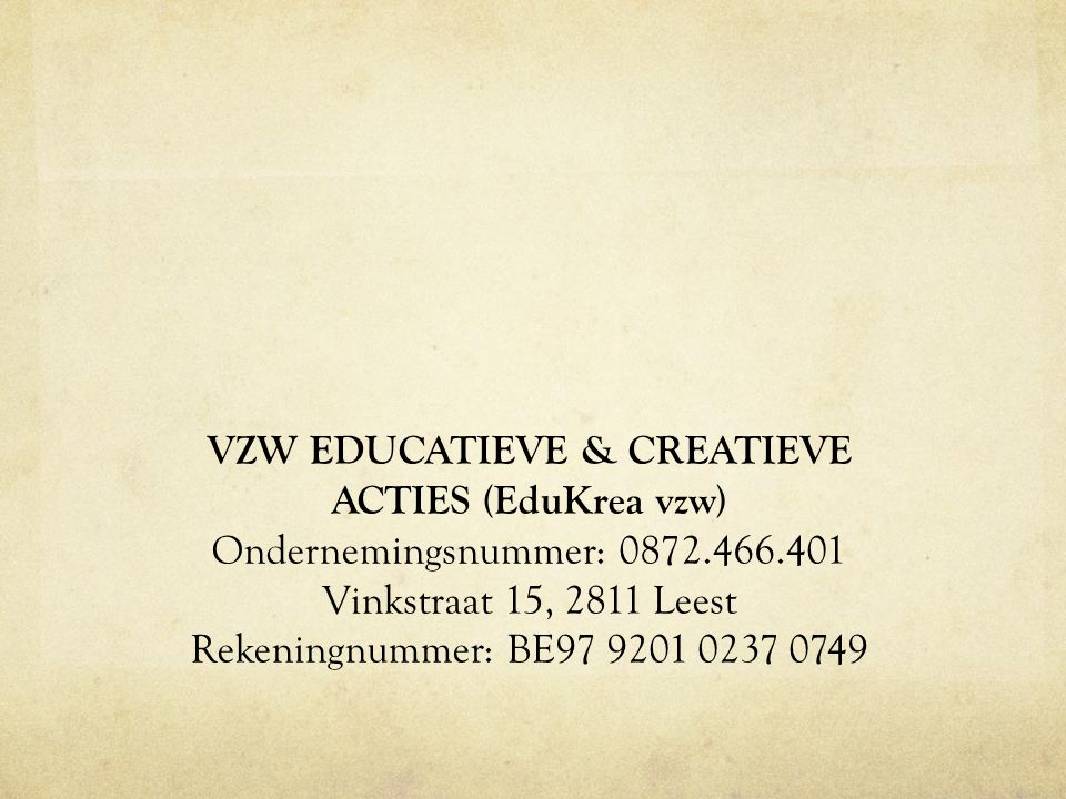 VZW EDUCATIEVE & CREATIEVE ACTIES (EduKrea vzw)