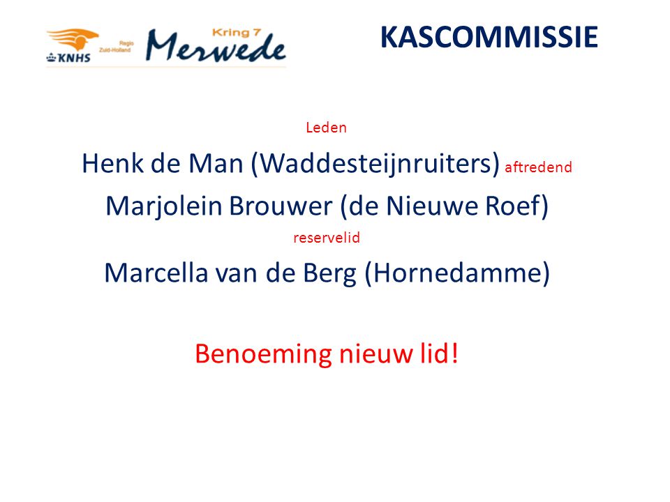 KASCOMMISSIE Henk de Man (Waddesteijnruiters) aftredend