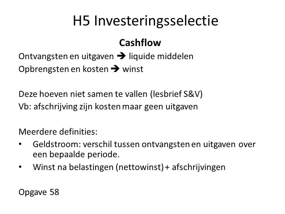 H5 Investeringsselectie