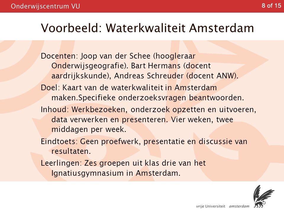 Voorbeeld: Waterkwaliteit Amsterdam