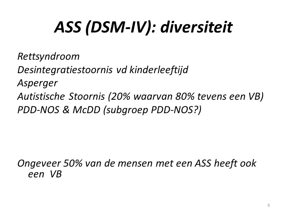 ASS (DSM-IV): diversiteit