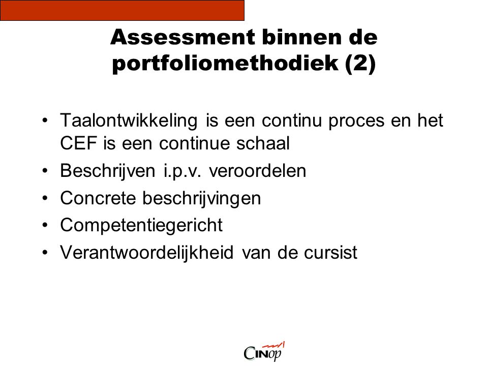 Assessment binnen de portfoliomethodiek (2)