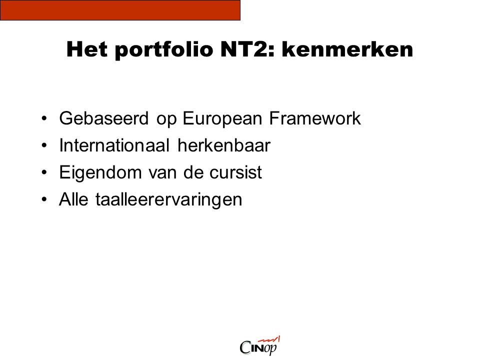 Het portfolio NT2: kenmerken