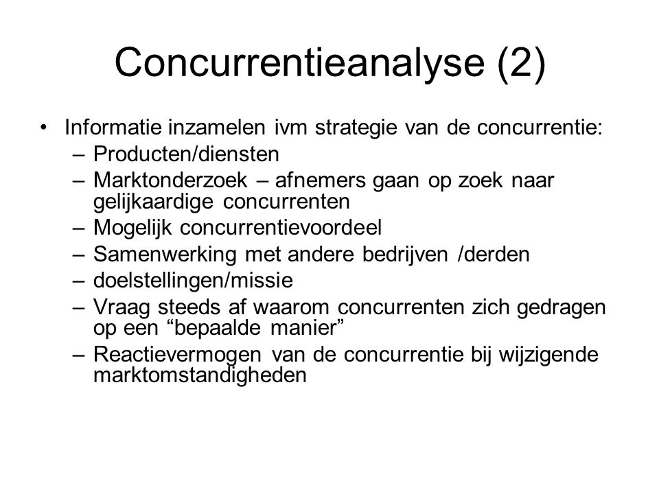 Concurrentieanalyse (2)