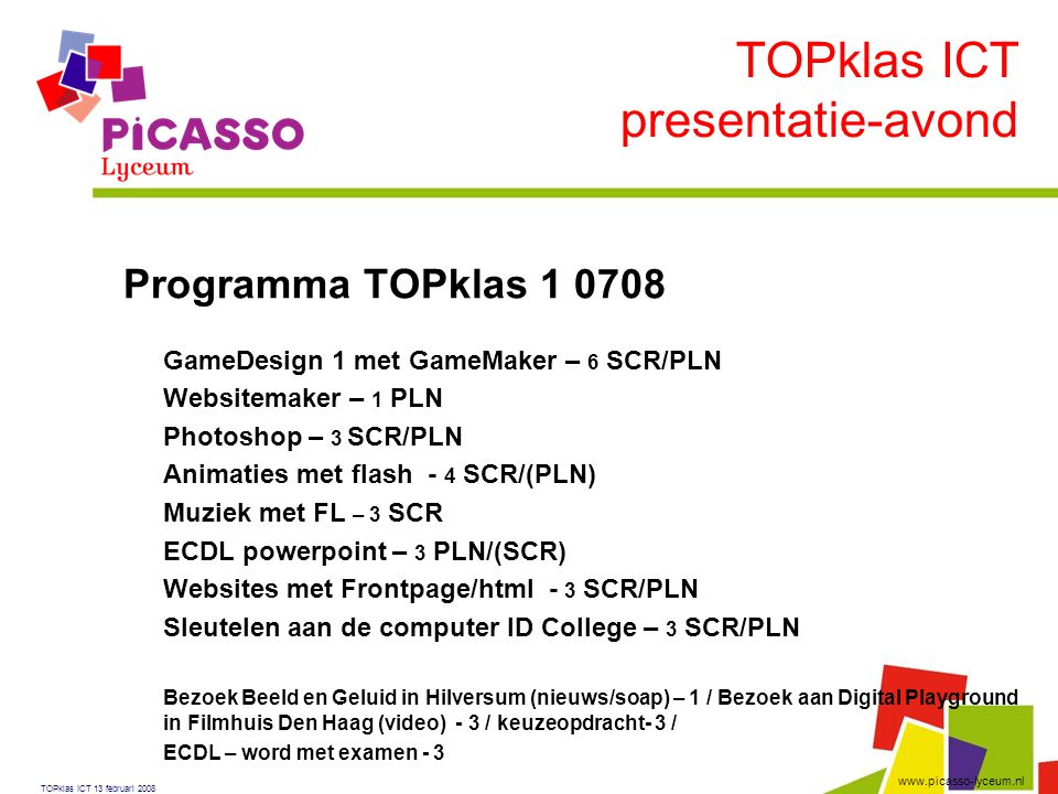 TOPklas ICT presentatie-avond Programma TOPklas