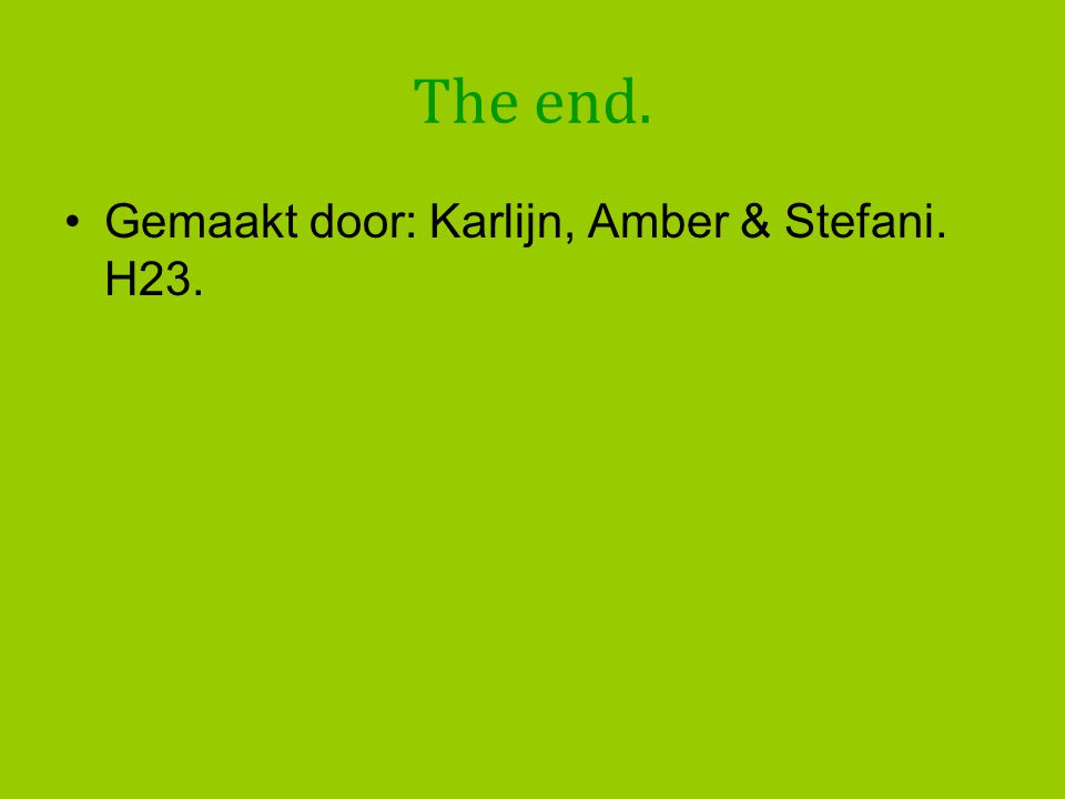 The end. Gemaakt door: Karlijn, Amber & Stefani. H23.