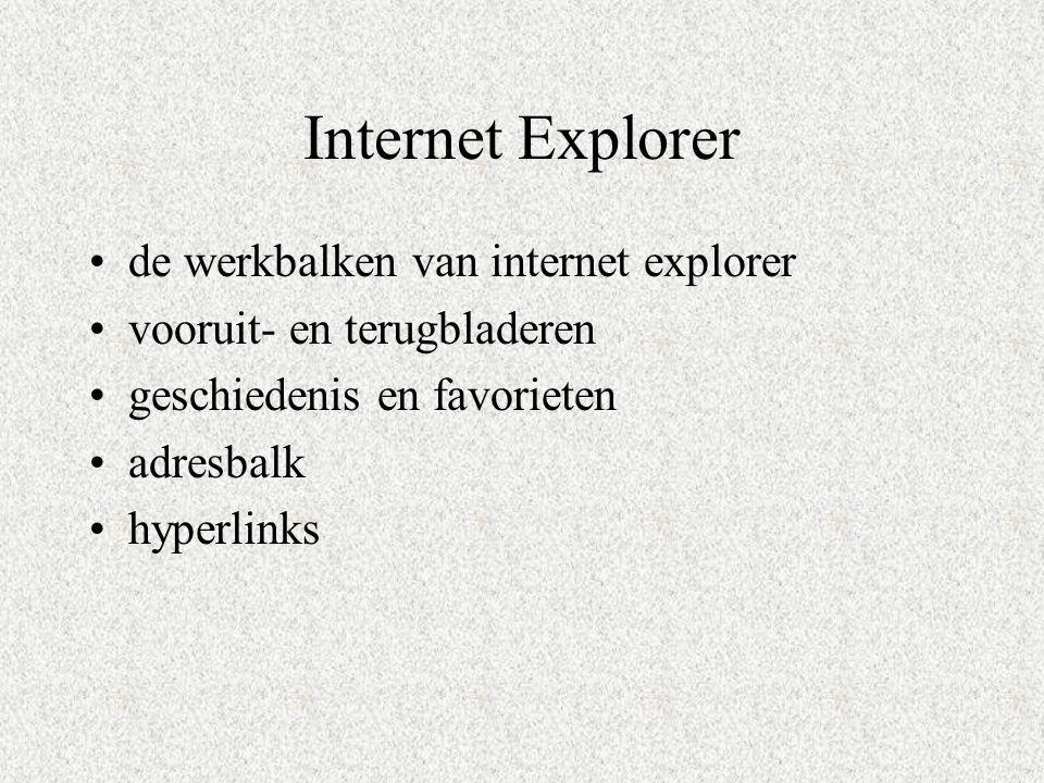 Internet Explorer de werkbalken van internet explorer