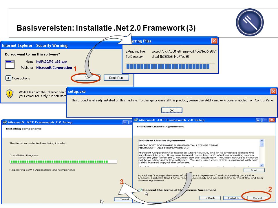 Basisvereisten: Installatie .Net 2.0 Framework (3)