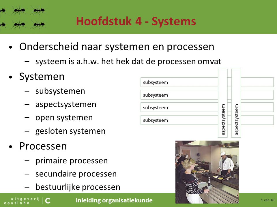 Hoofdstuk 4 - Systems Onderscheid naar systemen en processen Systemen