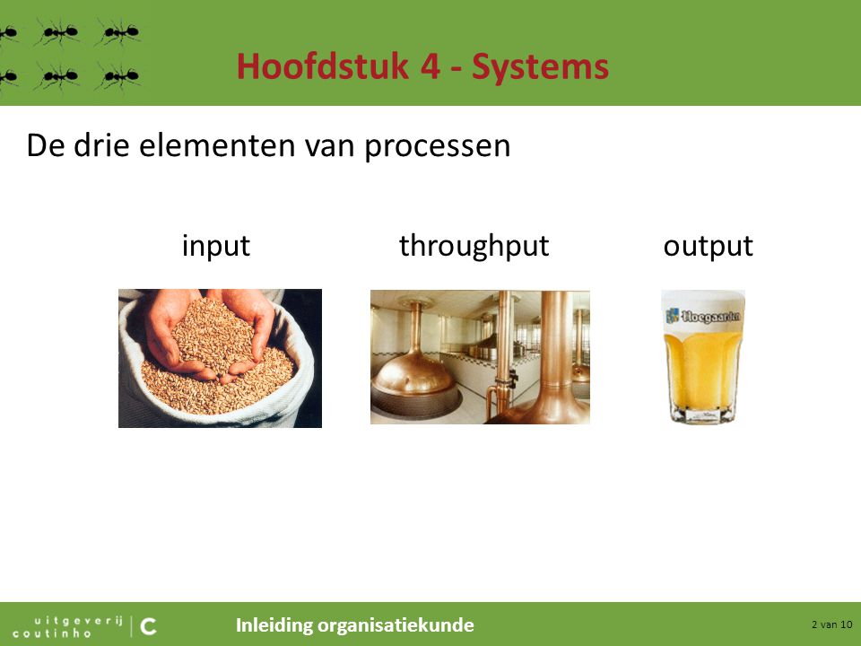 Hoofdstuk 4 - Systems De drie elementen van processen input throughput